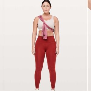 Lululemon Fast & Free Tight 28" Nulux Dark Sport Red High Rise Leggings W5BGGS